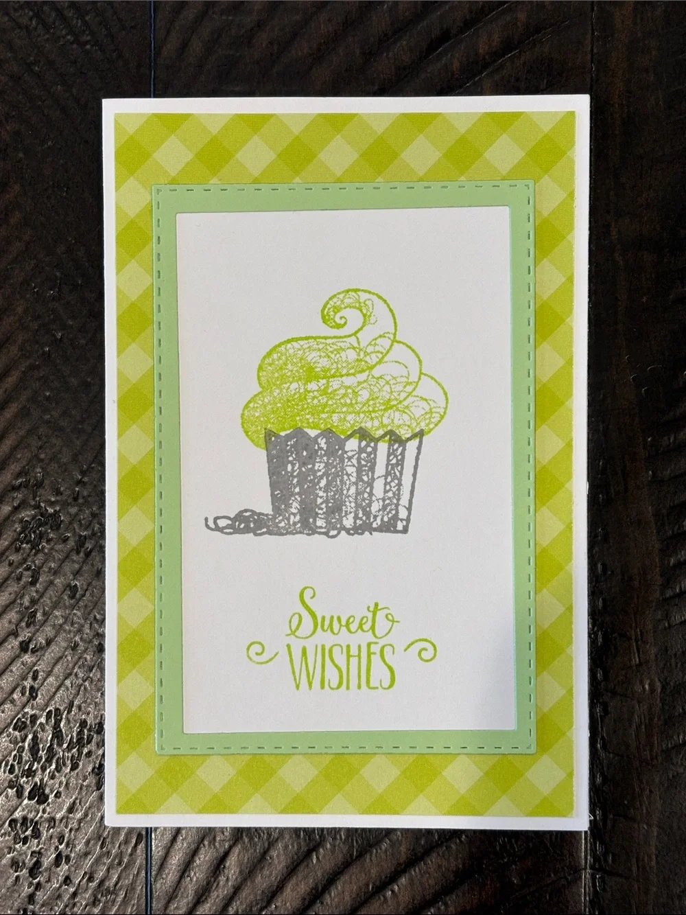 Set of 5 Pastel Rainbow Cupcake Gingham Cards